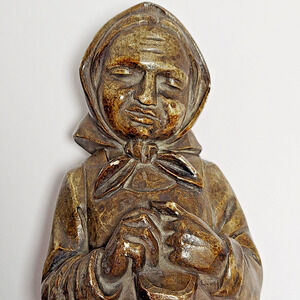 Thanhardt Burger Chalkware Art Figurine Vintage Farm Woman Lady Bust Statue 6"